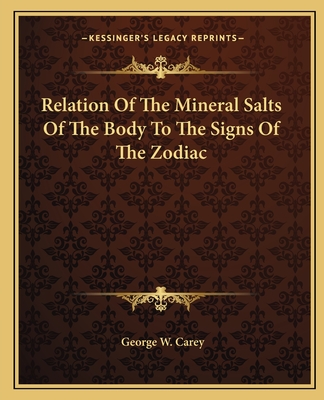 Relation Of The Mineral Salts Of The Body To The Signs Of The Zodiac