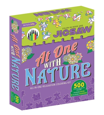 At One with Nature-All-In-One Relaxation Coloring Kit: Includes 500-Piece Color-In Jigsaw, Coloring Book and 6 Coloring Markers [With 6 Coloring Marke