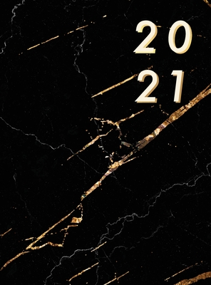 Agenda 2021 Vertical: Couverture Rigide, Ggrand Agenda 2021 Semainier, Agenda Planner 12 Mois, 1 Semaine sur 2 Pages, Planificateur Relié, Marbre Noir