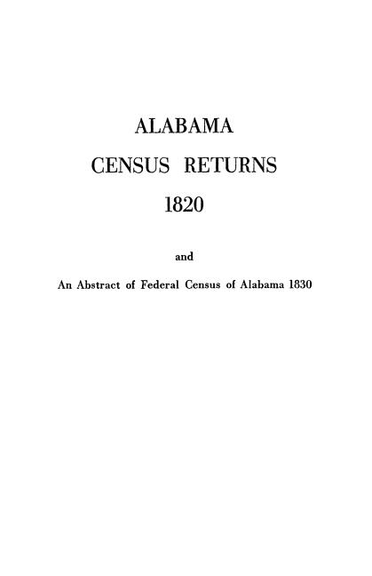 Alabama Census Returns 1820 - Genealogical Publishing