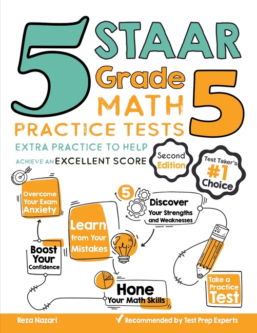 5 STAAR Grade 5 Math Practice Tests: Extra Practice to Help Achieve an Excellent Score