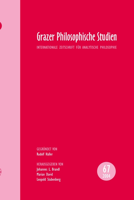 Grazer Philosophische Studien: Internationale Zeitschrift Für Analytische Philosophie. Gegründet Von Rudolf Haller