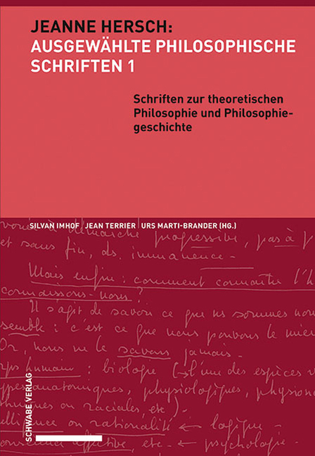 Schriften Zur Theoretischen Philosophie Und Philosophiegeschichte