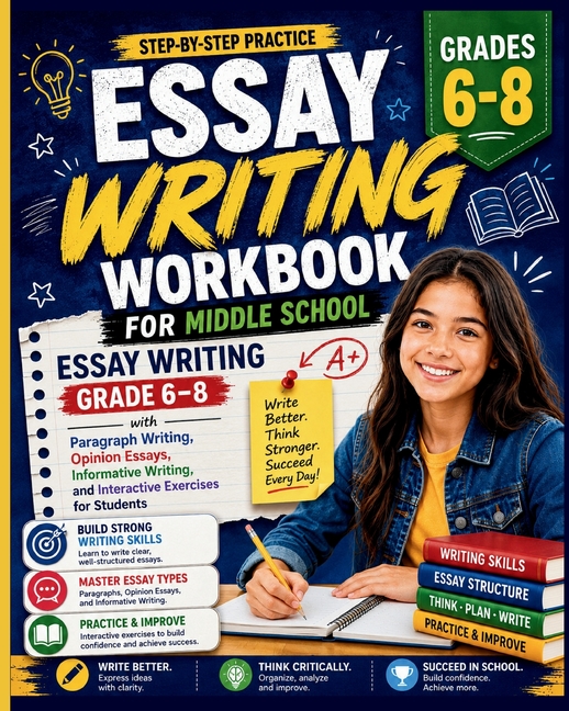 Essay Writing Workbook for Middle School: Essay Writing Grade 6-8 with Paragraph Writing, Opinion Essays, Informative Writing, and Interactive Exercis