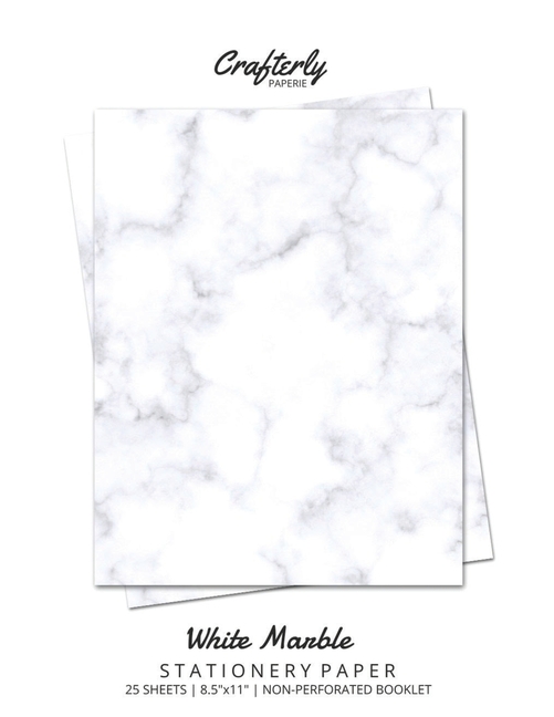 White Marble Stationery Paper: Cute Letter Writing Paper for Home, Office, Letterhead Design, 25 Sheets