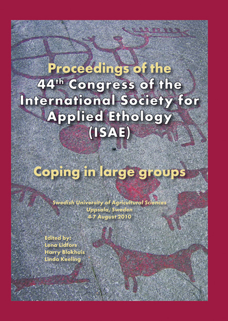 Proceedings of the 44th Congress of the International Society of Applied Ethology (Isae): Coping in Large Groups