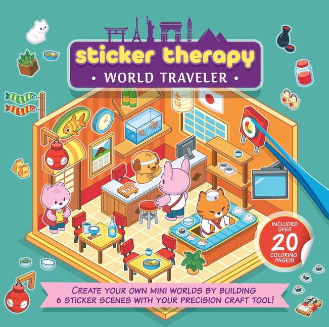 Sticker Therapy: World Traveler: Create Your Own Mini Worlds by Building 6 Sticker Scenes with Your Precision Craft Tool