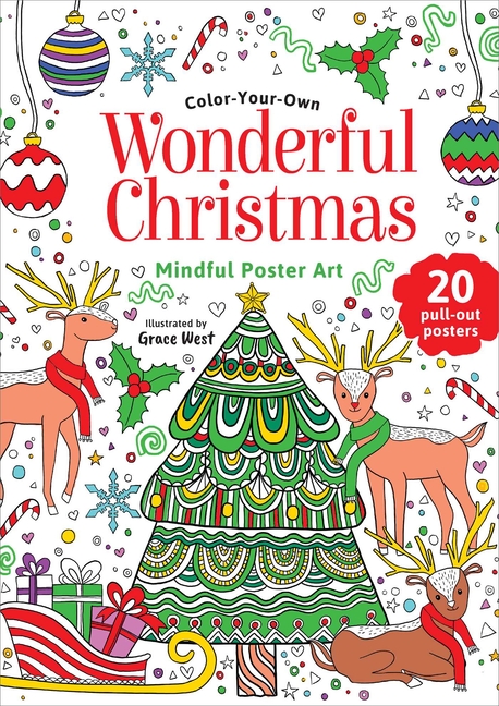 Wonderful Christmas: Coloring Book: Color-Your-Own Mindful Poster Art