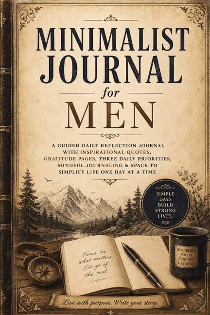 Minimalist Journal for Men: A Guided Daily Reflection Journal with Inspirational Quotes, Gratitude Pages, Three Daily Priorities, Mindful Journaling &