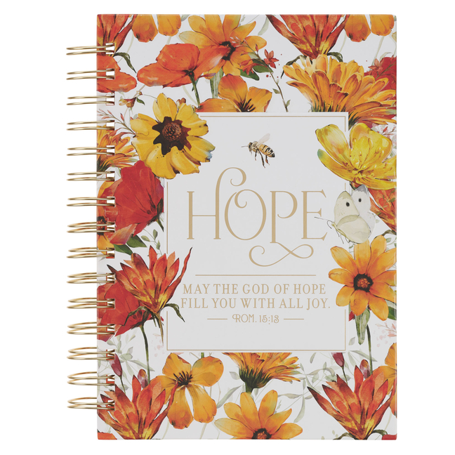 Christian Art Gifts Inspirational Journal, God of Hope Wide Ruled Notebook, Romans 15:13 Bible Verse, Orange, 192 Lined Pages W/Scripture, (8.4" X 6.4