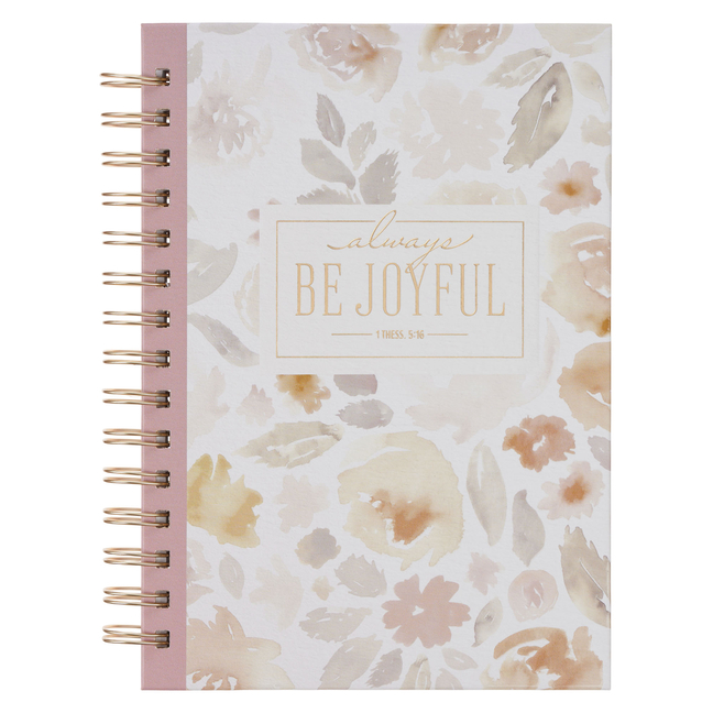 Christian Art Gifts Inspirational Journal, Be Joyful Wide Ruled Notebook, 1 Thess. 5:16 Bible Verse, Dusty Mauve, 192 Lined Pages W/Scripture, (8.4" X