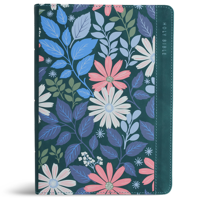 NASB Notetaking Bible, Large Print Edition, Teal Floral Leathertouch