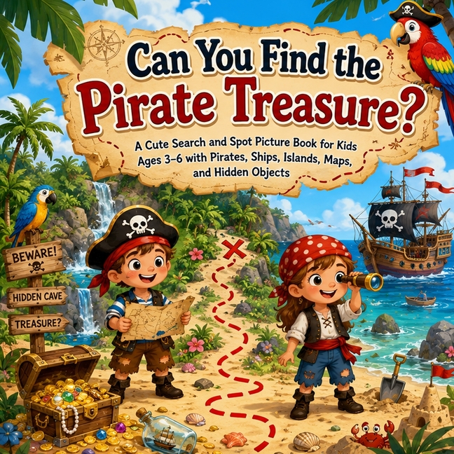 Can You Find the Pirate Treasure: A Cute Search and Spot Picture Book for Kids Ages 3-6 with Pirates, Ships, Islands, Maps, and Hidden
