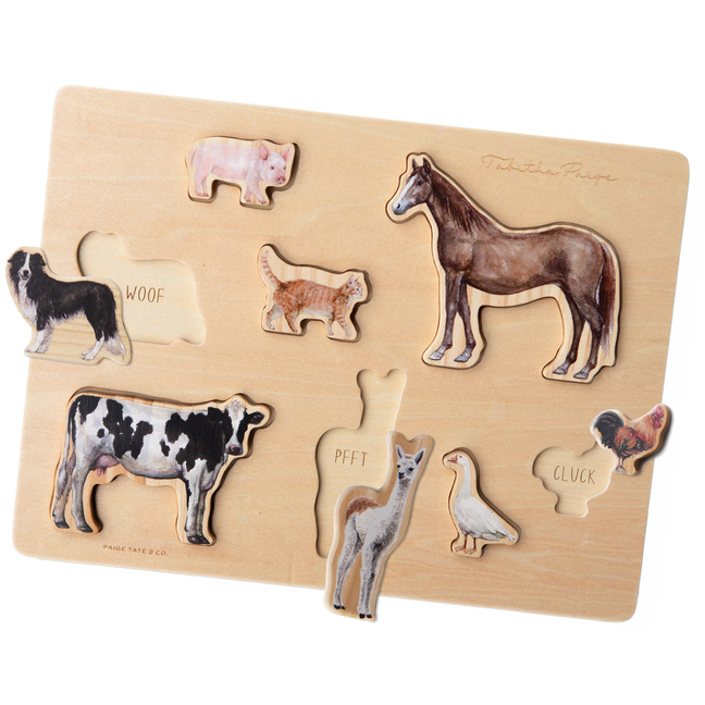 Farm Animals Chunky Wooden Puzzle: A Tabitha Paige Wooden Puzzle for Toddlers 1-3