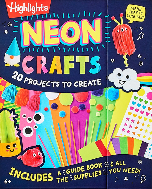 Neon Crafts: 20 Projects to Create for Kids Ages 4-8 with Included Craft Supplies, Reusable Magnetic Storage Drawer and Zero Prep for Parents