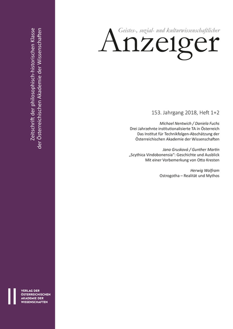 Geistes-, Sozial- Und Kulturwissenschaftlicher Anzeiger 153. Jahrgang 2018, Heft 1+2