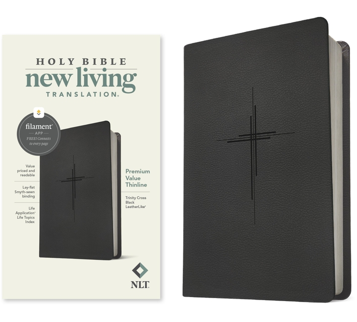 NLT Premium Value Thinline Bible, Filament Enabled (Leatherlike, Trinity Cross Black)