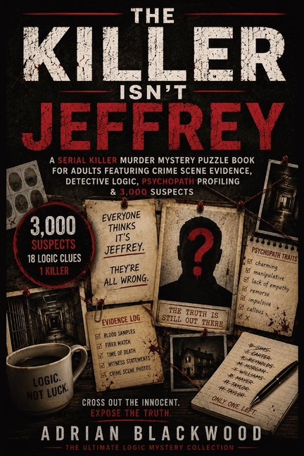 The Killer Isn't Jeffrey: A Serial Killer Murder Mystery Puzzle Book for Adults Featuring Crime Scene Evidence, Detective Logic, Psychopath Profiling