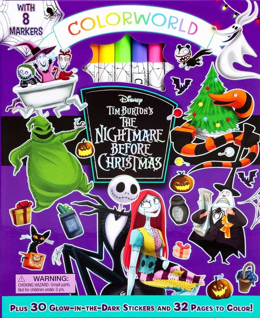 Colorworld: Disney Tim Burton's Nightmare Before Christmas: Coloring Book with Jumbo Markers and 30+ Glow in the Dark Stickers for Creative Kids Ages