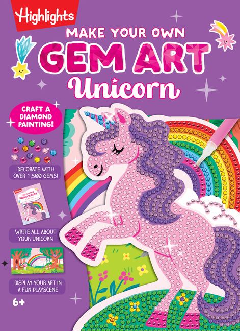 Make Your Own Gem Art Unicorn: Diamond Art Kit with Over 1,000 Gems, a Doodle Diary, Stickers and Hidden Pictures Puzzles for Kids 6-9, Make Sparkly G