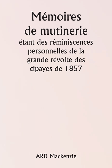 Mémoires de mutinerie étant des réminiscences personnelles de la grande révolte des cipayes de 1857