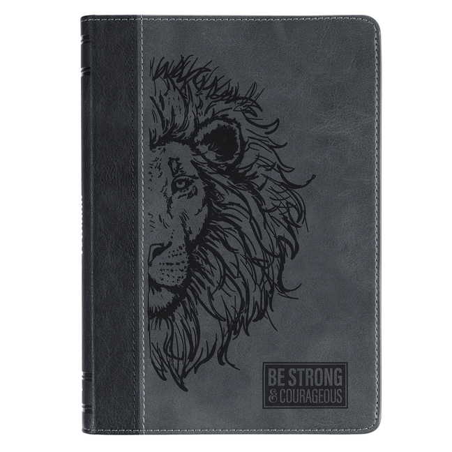 Journal Hardcover Two-Tone Black Gray Be Strong & Courageous Josh. 1:9