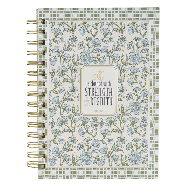 Journal Spiral Blue Floral Strength and Dignity Prov. 31:25