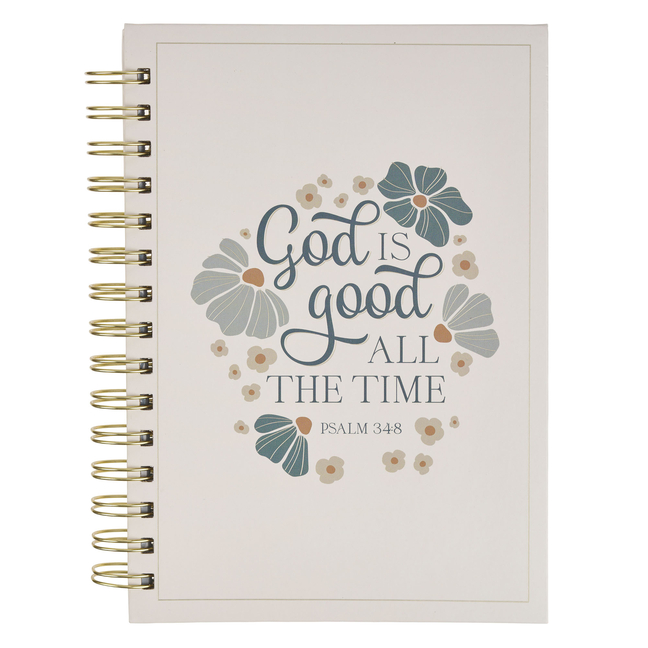 Journal Spiral Cream Floral God Is Good Ps. 34:8