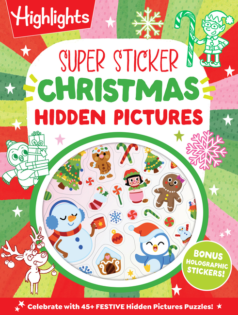 Super Sticker Christmas Hidden Pictures: 64-Page Christmas Hidden Pictures Puzzles with Holly Jolly Scenes and Holographic Foil Stickers