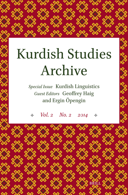 Kurdish Studies Archive: Vol. 2 No. 2 2014. Special Issue: Kurdish Linguistics