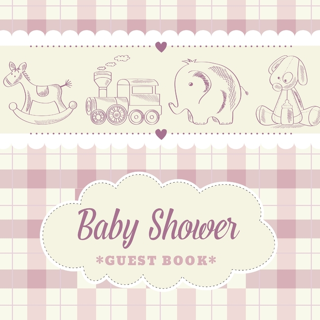 Classic Toys Baby Shower Guest Book: A Vintage Toy Themed Baby Shower Guest Book for Boys with Pastel Gingham Design - Includes Sign-In, Gift Log & Ad