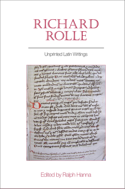 Richard Rolle Unprinted Latin Writings: Unprinted Latin Writings