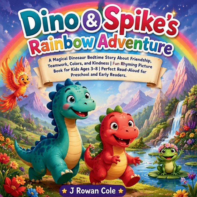 Dino & Spike's Rainbow Adventure A Magical Dinosaur Bedtime Story About Friendship, Teamwork, Colors, and Kindness Fun Rhyming Picture Book for Kids A