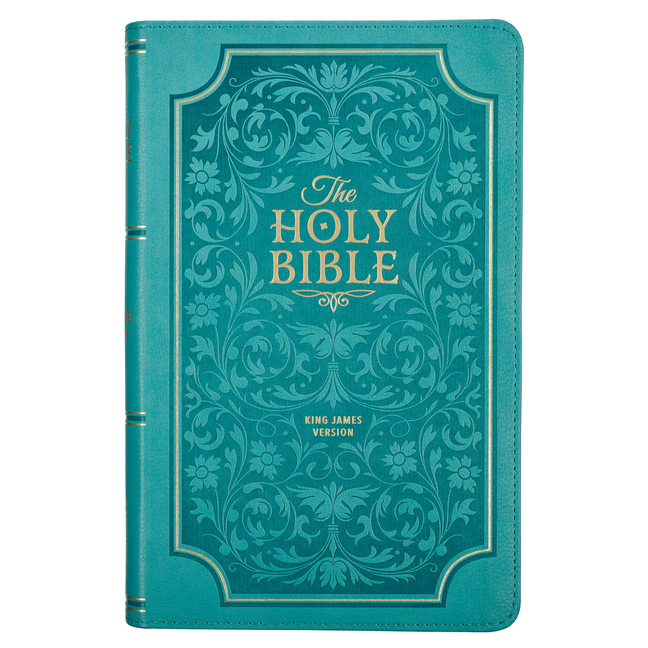 KJV Bible Giant Print Standard-Size (Faux Leather, Teal Floral)