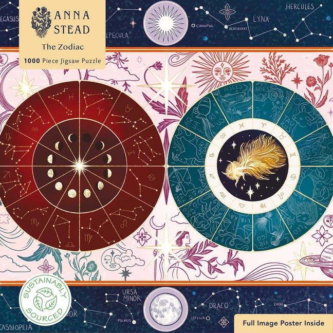 Adult Sustainable Jigsaw Puzzle Anna Stead: The Zodiac: 1000-Pieces. Ethical, Sustainable, Earth-Friendly