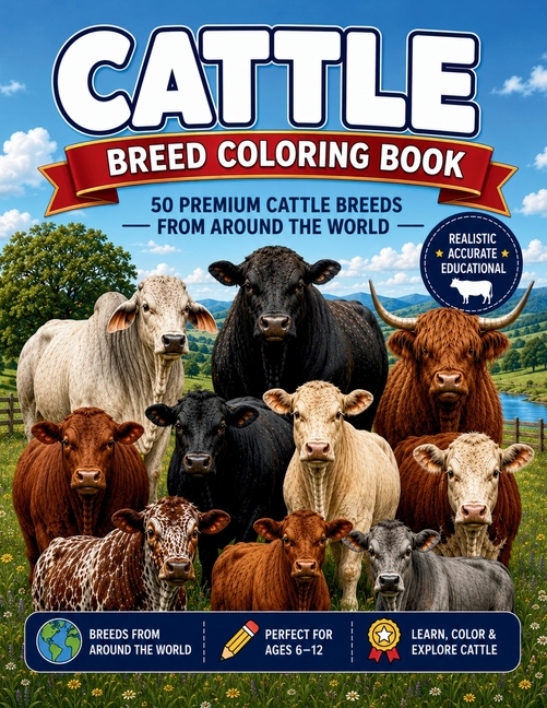Cattle Breed Coloring Book: 50 Premium Cattle Breeds From Around The World