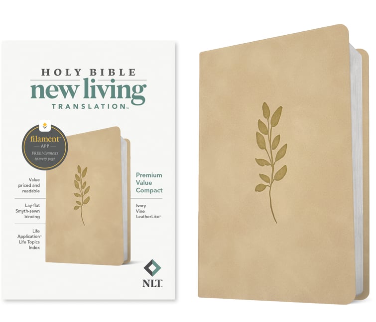 NLT Premium Value Compact Bible, Filament Enabled (Leatherlike, Ivory Vine)