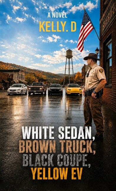 White Sedan, Brown Truck, Black Coupe, Yellow EV.