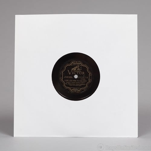 Bags Unlimited S10W - 10 Inch 78 RPM Paper Record Sleeves - 50 Count (White)