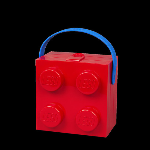 LEGO Storage Case: Bright Red with Blue Handle
