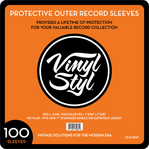 Vinyl Styl® VS-P-009 7 Inch Outer Record Sleeves - Open Top - 100 Count (Clear)