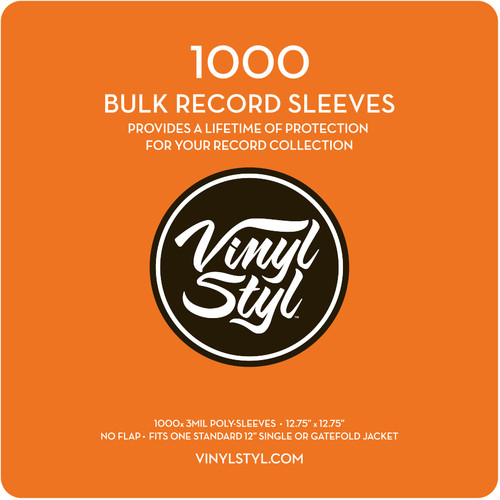 Vinyl Styl® VS-P-007 12 Inch Outer Record Sleeves - Open Top - 1000 Count Bulk PK (Clear)