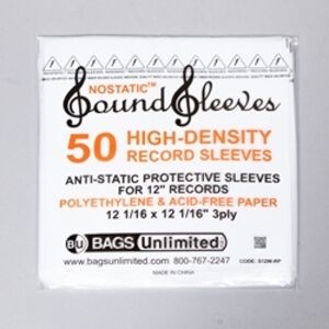 Bags Unlimited S12W-RP - 12 Inch LP Record Inner Sleeve - 50 Pack (White)