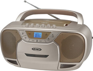 Jensen CD590C Bluetooth Boombox CD Cassette Recorder AM/FM (Coral)