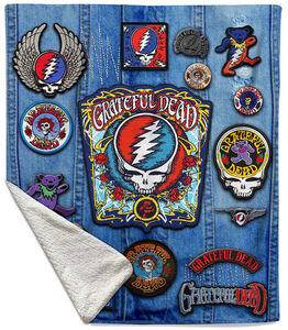 Rocksax - Grateful Dead - Battle Vest - Sherpa Fleece Throw (50 in x 60 in)