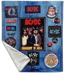 Rocksax - AC/DC - Battle Vest - Sherpa Fleece Throw (50 in x 60 in)