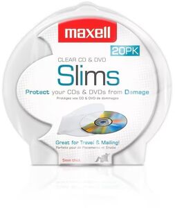 Maxell 190900 Slims 5mm Clam-Shell Cases Semi-Clear 20 Pack
