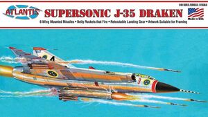 J-35 Draken Supersonic Fighter Jet with Firing Missiles 1/48 Scale Model Kit