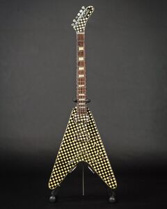 Rick Nielsen Checkered V 10 Inch Miniature Guitar Replica Collectible