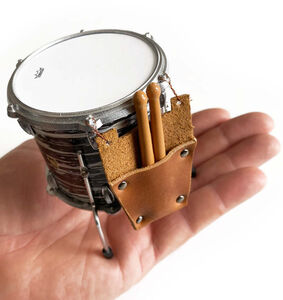 Leather Drumstick Bag & Drumsticks for 1:4 Scale Drums Miniature Replica
